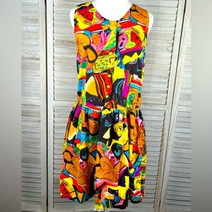 SITA Vintage 100% Cotton Sundress Bold Tropical/Geometric Print-Large